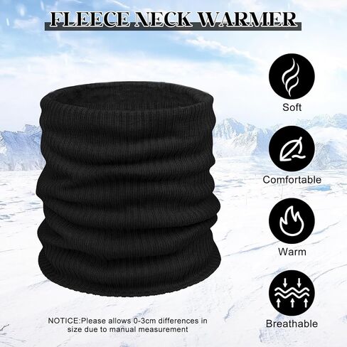 Scarf Winter Double-Layer Neck Warmer Knit Fleece Lined Circle Loop Scarves Gifts For Women Men in Saudi Arabia
