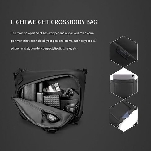 Sling Bag Crossbody Shoulder Chest Bag Large lightweight Black waterproof Waist crossbody fanny pack for Men,Travel,Daily Use,Hiking,Commute in Saudi Arabia