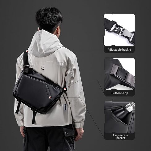 Sling Bag Crossbody Shoulder Chest Bag Large lightweight Black waterproof Waist crossbody fanny pack for Men,Travel,Daily Use,Hiking,Commute in Saudi Arabia