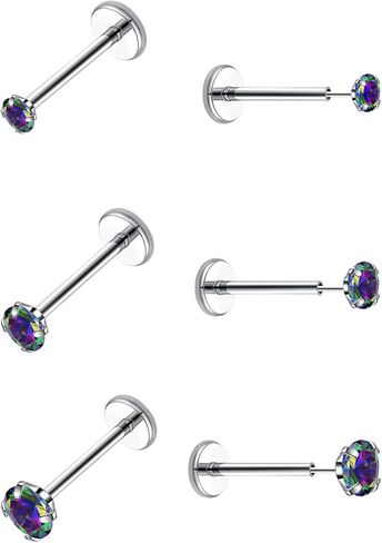 20G الأنف مسمار شقة الظهر ترصيع الأقراط الجراحية الصلب الغضروف الزنمة Labret الشفاه ثقب المجوهرات دفع دبوس Threadless القرط الدائري للنساء in Kuwait