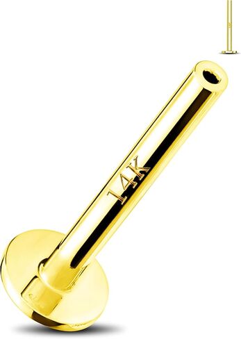 Jewseen 14K Gold Threadless Top Chain Flat Back Stud Top 16g 18g 20g Crown Cartilage Helix Conch Tragus Earrings Nose Lip Piercing Jewelry for Women Men (Only Top) in Saudi Arabia