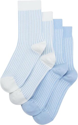 MELUSA Cotton Cashmere socks for Women, 4 Pairs Warm Cozy Striped Socks Gift Everyday Crew Socks in Saudi Arabia
