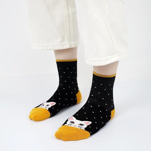 5 Pairs Crew Socks for Women-Retro Socks Cute Casual Calf Sock in Saudi Arabia