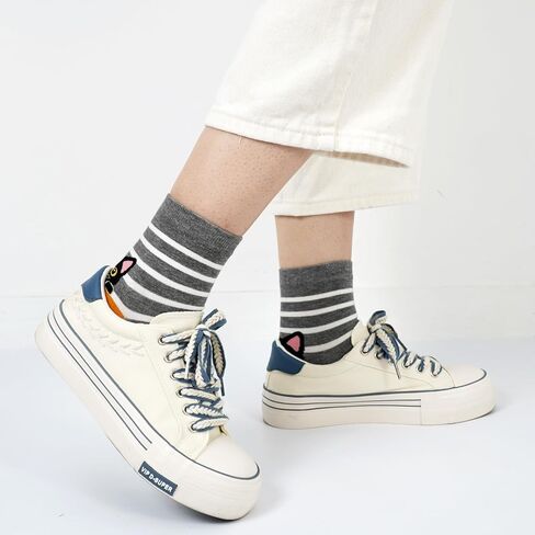 5 Pairs Crew Socks for Women-Retro Socks Cute Casual Calf Sock in Saudi Arabia