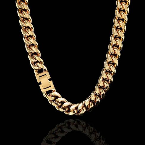 18k Cuban Men'S Pure Gold Necklace, A Powerful Hip-Hop Style Necklace Designed Specifically For Men. It Is An Ideal Gift For Fathers, Lovers, And Friends in Saudi Arabia