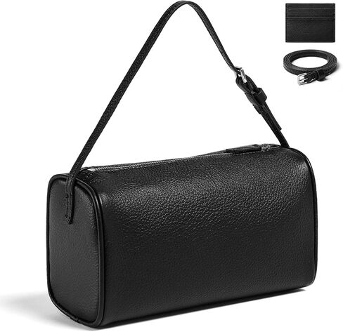Genuine Leather Barrel Bag with Addiional Adjustable Strap, Calfskin Hobo Bags Inner Sheepskin Crossbody Purse with ID Holder in Saudi Arabia