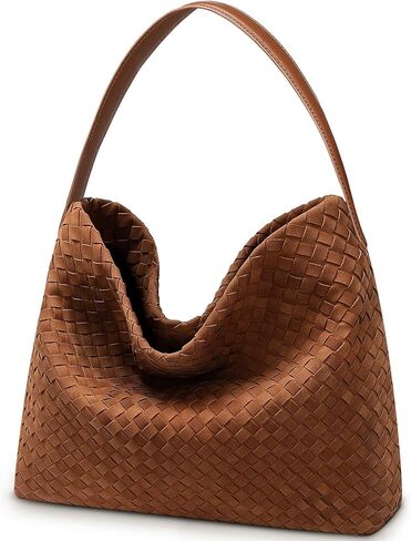 Woven Suede Shoulder Bag for Women Slouchy Suede Woven Hobo Bag Tote Elegant Handbag Shoulder Satchel Bag for Work Travel in Saudi Arabia
