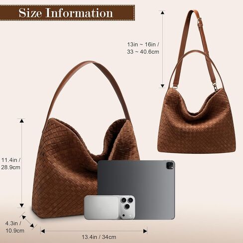 Woven Suede Shoulder Bag for Women Slouchy Suede Woven Hobo Bag Tote Elegant Handbag Shoulder Satchel Bag for Work Travel in Saudi Arabia