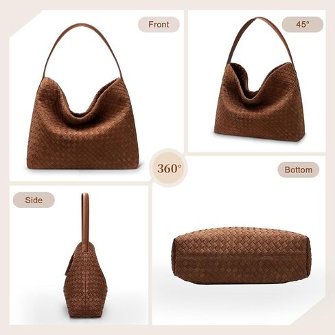 Woven Suede Shoulder Bag for Women Slouchy Suede Woven Hobo Bag Tote Elegant Handbag Shoulder Satchel Bag for Work Travel in Saudi Arabia