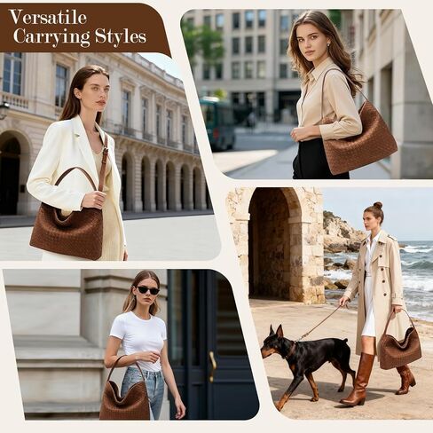 Woven Suede Shoulder Bag for Women Slouchy Suede Woven Hobo Bag Tote Elegant Handbag Shoulder Satchel Bag for Work Travel in Saudi Arabia