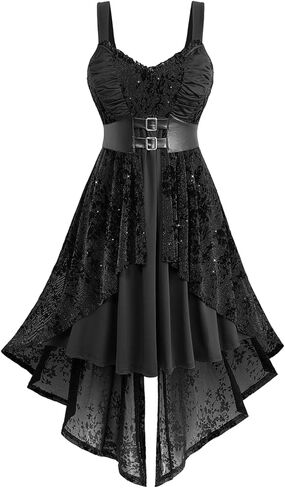 نساء روزجال بالإضافة إلى الحجم بلا أكمام بريق الأزهار الطبقات ذات الطبقات ذات الفستان القوط in Kuwait