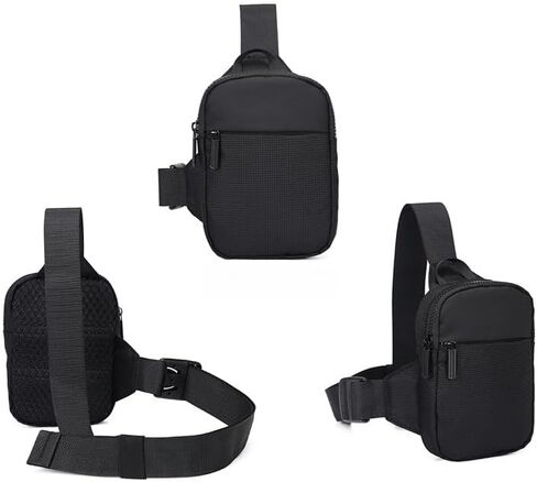Sling Bag for Men and Women, Mini Crossbody Bags with Adjustable Strap, Water Resistant Fanny Pack Phone Holder for Workout Running Hiking Traveling, Black in Saudi Arabia