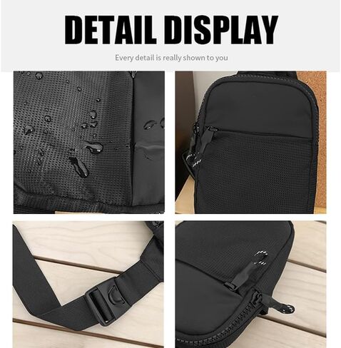 Sling Bag for Men and Women, Mini Crossbody Bags with Adjustable Strap, Water Resistant Fanny Pack Phone Holder for Workout Running Hiking Traveling, Black in Saudi Arabia
