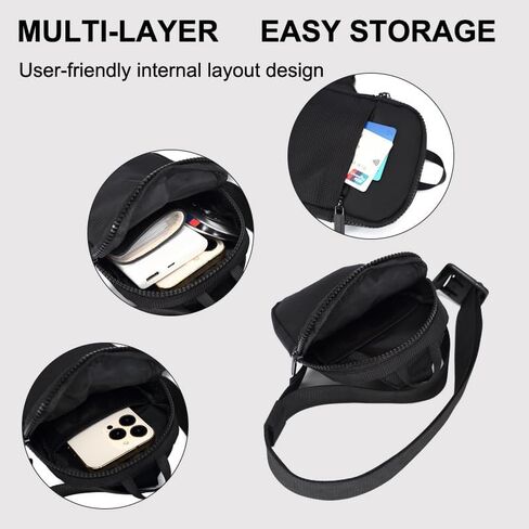 Sling Bag for Men and Women, Mini Crossbody Bags with Adjustable Strap, Water Resistant Fanny Pack Phone Holder for Workout Running Hiking Traveling, Black in Saudi Arabia