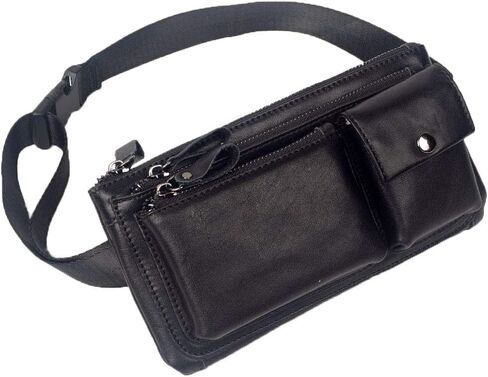 Hebetag Leather Waist Bag Fanny Pack for Men Women Travel Outdoor Hunting Hiking Climbing Hip Bum Belt Slim Cell Phone Purse Wallet Pouch, Brown in Saudi Arabia