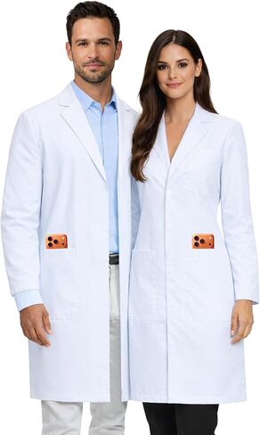 100% Cotton Lab Coat w/Knit Cuffs, Metal Snaps, 3 Pockets, 40" Knee Length, OEKO-TEX® Certified in Saudi Arabia