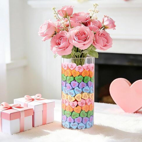 JarThenaAMCS 210 Pcs Valentine's Day Heart Decoration Vase Filler Set Colorful Conversation Heart Floral Arrangement Foam Sponge Decor Centerpiece for Party Home Table Mantel in Saudi Arabia
