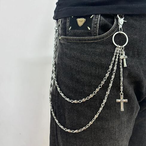Wallet Chain - Layered Cross Pants Chain Belt Jeans Pocket Chains Hip Hop Punk Trousers Biker Chains Goth Clothing Accessories for Men Women in Saudi Arabia