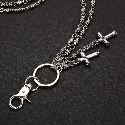 Wallet Chain - Layered Cross Pants Chain Belt Jeans Pocket Chains Hip Hop Punk Trousers Biker Chains Goth Clothing Accessories for Men Women in Saudi Arabia