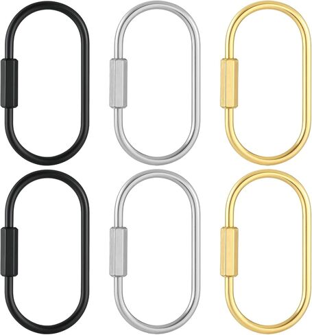 6 Pcs Brass Key Rings Screw Lock Carabiner Clip Key Organizer Brass Keychain Holder with Locking Screw for Durable Simple Bag Accessory Luggage Tag Men Women in Saudi Arabia