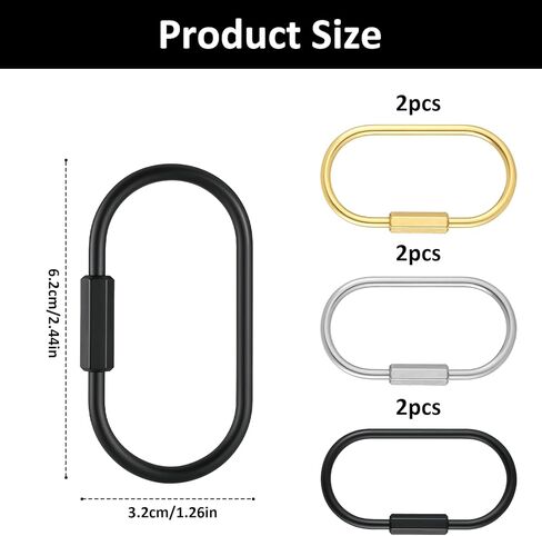 6 Pcs Brass Key Rings Screw Lock Carabiner Clip Key Organizer Brass Keychain Holder with Locking Screw for Durable Simple Bag Accessory Luggage Tag Men Women in Saudi Arabia