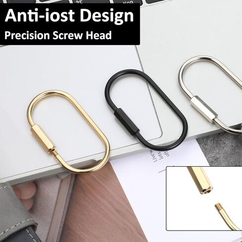 6 Pcs Brass Key Rings Screw Lock Carabiner Clip Key Organizer Brass Keychain Holder with Locking Screw for Durable Simple Bag Accessory Luggage Tag Men Women in Saudi Arabia
