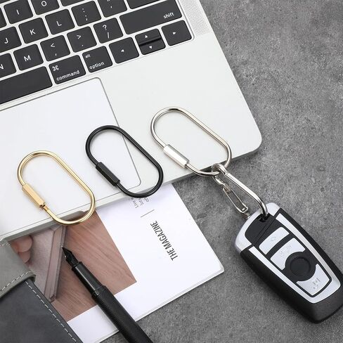 6 Pcs Brass Key Rings Screw Lock Carabiner Clip Key Organizer Brass Keychain Holder with Locking Screw for Durable Simple Bag Accessory Luggage Tag Men Women in Saudi Arabia