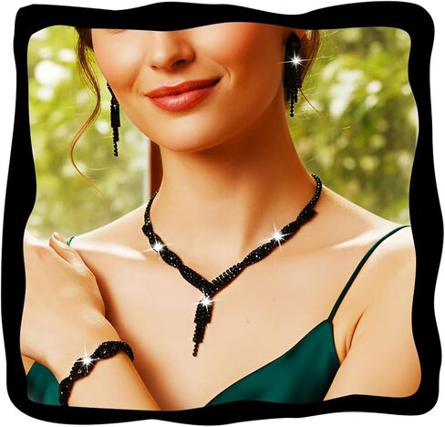 GORAIS Wedding Prom Jewelry Sets Bridal Rhinestone Necklace Earrings Bracelet Set Formal Costume Jewelry for Women and Brides in Kuwait