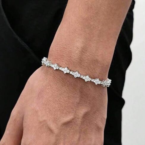 Men’s Stainless Steel Tennis Bracelet with Zirconia – Luxury Polished Chain Bracelet for Men, Durable & Non Tarnish, Modern Minimalist Jewelry for Daily Wear in Saudi Arabia