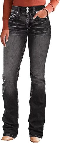 Flamingals Boot Cut Jeans for Women Trendy High Waist Tummy Control Jean Flare Jeans Straight Denim Pants in Saudi Arabia