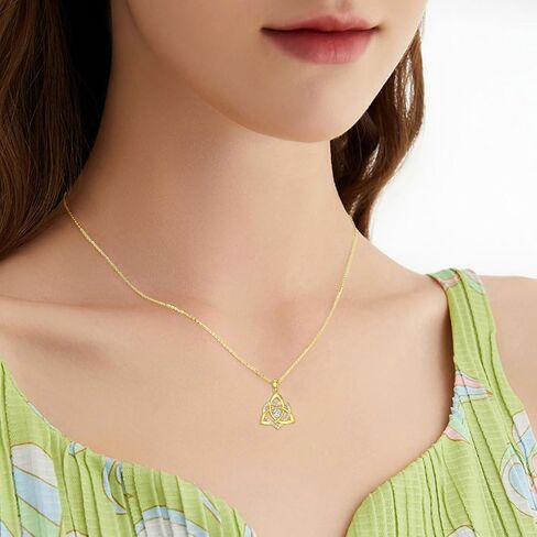 14K Gold Celtic Knot Necklace and Stud Earrings Jewelry Set for Women Yellow Gold Irish Good Luck Trinity Knots Pendant Earring Sets for Her Mom Wife Birthday Christmas Anniversary in Saudi Arabia