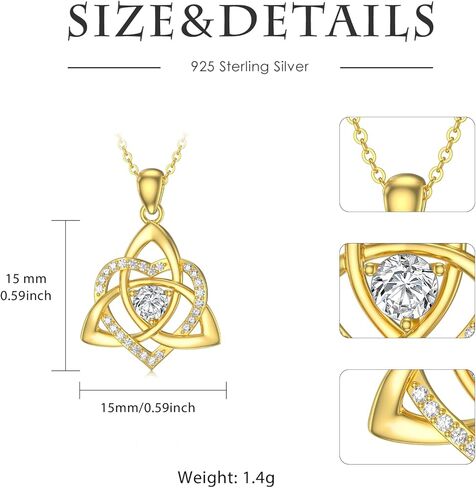 14K Gold Celtic Knot Necklace and Stud Earrings Jewelry Set for Women Yellow Gold Irish Good Luck Trinity Knots Pendant Earring Sets for Her Mom Wife Birthday Christmas Anniversary in Saudi Arabia