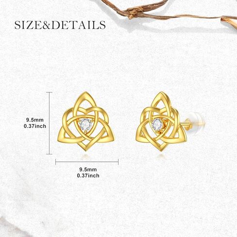 14K Gold Celtic Knot Necklace and Stud Earrings Jewelry Set for Women Yellow Gold Irish Good Luck Trinity Knots Pendant Earring Sets for Her Mom Wife Birthday Christmas Anniversary in Saudi Arabia
