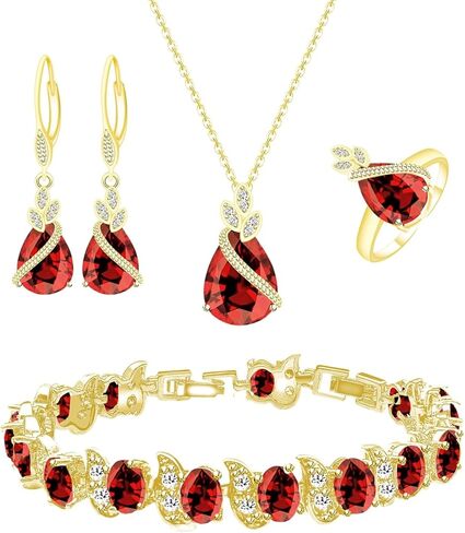 Wedding Jewelry Set for Women Gem Necklace Earrings Bracelet Luxury Jewelry Set Birthday Valentine's Day Mother's Day Christmas Prom Jewelry Gift in Saudi Arabia