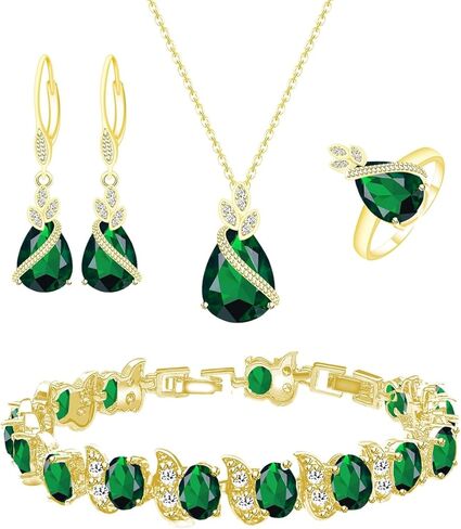 Wedding Jewelry Set for Women Gem Necklace Earrings Bracelet Luxury Jewelry Set Birthday Valentine's Day Mother's Day Christmas Prom Jewelry Gift in Saudi Arabia