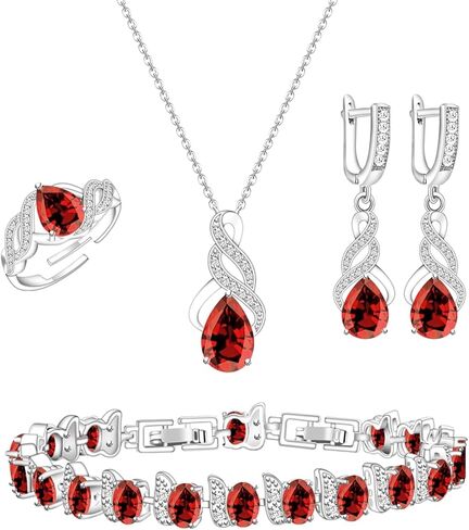 Wedding Jewelry Set for Women Gem Necklace Earrings Bracelet Luxury Jewelry Set Birthday Valentine's Day Mother's Day Christmas Prom Jewelry Gift in Saudi Arabia