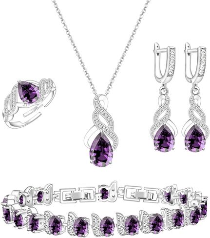 Wedding Jewelry Set for Women Gem Necklace Earrings Bracelet Luxury Jewelry Set Birthday Valentine's Day Mother's Day Christmas Prom Jewelry Gift in Saudi Arabia