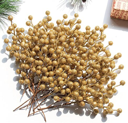 VioletEverGarden 32 Pack Glitter Christmas Picks 6.5 Inch Christmas Berry Stems Red Artificial Berry Stems for Holiday Xmas Tree Home Decorations in Saudi Arabia