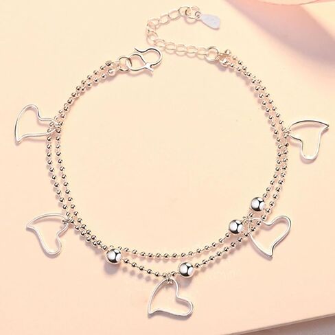 Silver Bracelet for Women, Layered Paper Clip & Multi-Layer Chain Link Bracelets, Minimalist Stackable Jewelry Gift for Daily Wear in Saudi Arabia