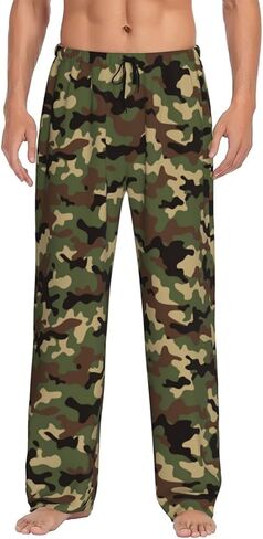 Men's Soft Breathable Camouflage Pajama Bottoms,Lightweight Lounge Sleep Pants for Men Sleepwear with Pocket in Saudi Arabia