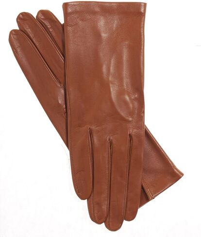 Fratelli Orsini Winter Gloves Sofia Cognac for Women - Lambskin Leather Gloves with silk lining - color Cognac in Saudi Arabia
