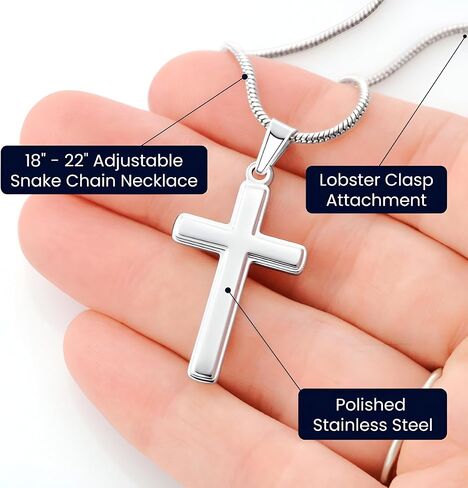 To My Bonus Son Necklace Chain, Stepson Gift Necklace, Bonus Son Necklace Gift, Bonus Son Personalized Cross Necklace, Bonus Son Necklace From Stepmom And Stepdad, Christmas Graduation Birthday Gift For Stepson (Luxury Box w/ LED, Bonus Son1) in Saudi Arabia