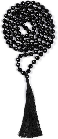 Black Tourmaline 108 Beads Japa Mala Necklace & Bracelet | Natural Semi-Precious Gemstone Prayer Mala for Yoga, Meditation & Mindfulness in Saudi Arabia