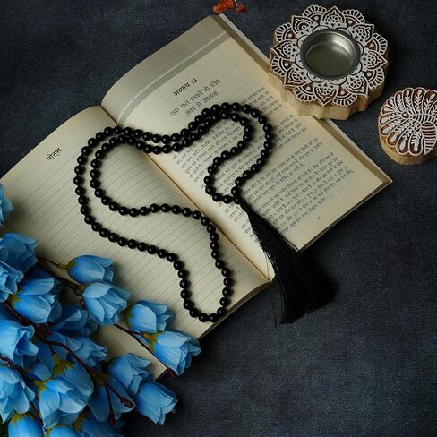 Black Tourmaline 108 Beads Japa Mala Necklace & Bracelet | Natural Semi-Precious Gemstone Prayer Mala for Yoga, Meditation & Mindfulness in Saudi Arabia