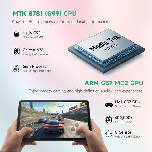 Lincplus T3 Tablet 10.4inchs Tablets Computer Android 2K Screen ، Mediatek Helio G99 ، 6GB RAM + 128GB ROM + Expensed ، 8 + 13MP Camera Dual Camera ، 7000mah ، WiFi ، GPS (T3-6G) in Saudi Arabia