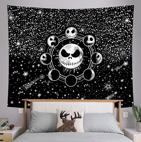 نسيج Nightmare Before Christmas (الحجم: 51.2 بوصة × 59.1 بوصة)، نسيج نجمة سوداء، مادة بوليستر، يمكن غسله في الغسالة، مناسب لتزيين الجدران في غرف النوم، وغرف المعيشة، وصالات النوم المشتركة، وهدية لمحبي الأفلام. in Kuwait