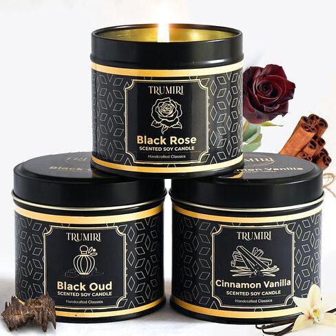 Candle Gift Set Of 3 Sage Pine|Cinnamon Vanilla|Eucalyptus Lime Highly Scented Soy Candels Clean Non Toxic Velas Aromáticas Favors For Women Coworkers Friends Guests Also For Diwali Christmas Holidays in Saudi Arabia