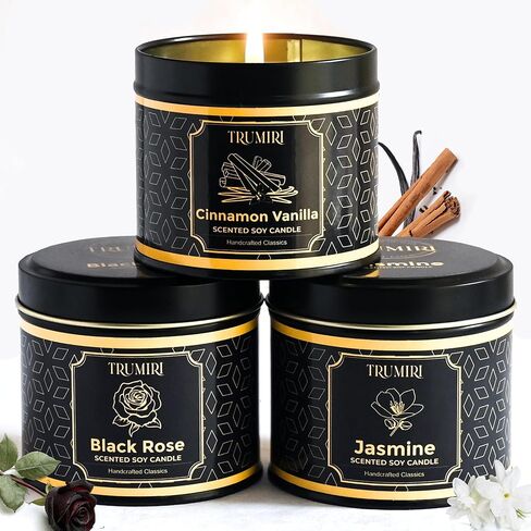 Candle Gift Set Of 3 Sage Pine|Cinnamon Vanilla|Eucalyptus Lime Highly Scented Soy Candels Clean Non Toxic Velas Aromáticas Favors For Women Coworkers Friends Guests Also For Diwali Christmas Holidays in Saudi Arabia