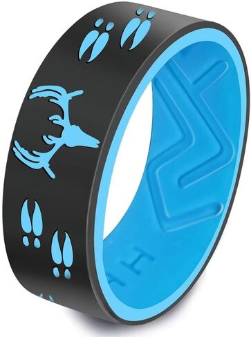 XAHH Deer Antler Silicone Ring for Men – Hunting Style Rubber Wedding Band, Deer Tracks Outdoor Silicone Ring, Comfortable Breathable Groove Design, Durable Work & Sports Safe Ring for Hunters in Saudi Arabia