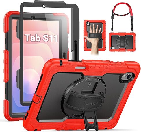 SEYMAC Case for Samsung Galaxy Tab S6 Lite 10.4'' 2024/2022/2020 (SM-P620/P610/P615), Heavy Duty Full-Body Shockproof Protective Case with Screen Protector, Rotating Stand, Hand/Shoulder Strap, Black in Kuwait